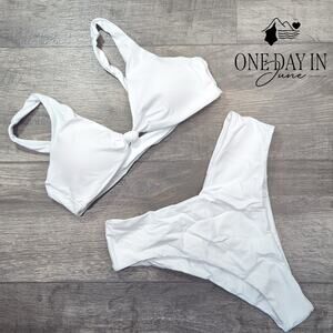 Aleumdr High Cut Knot Front Bikini Swimsuit Size M